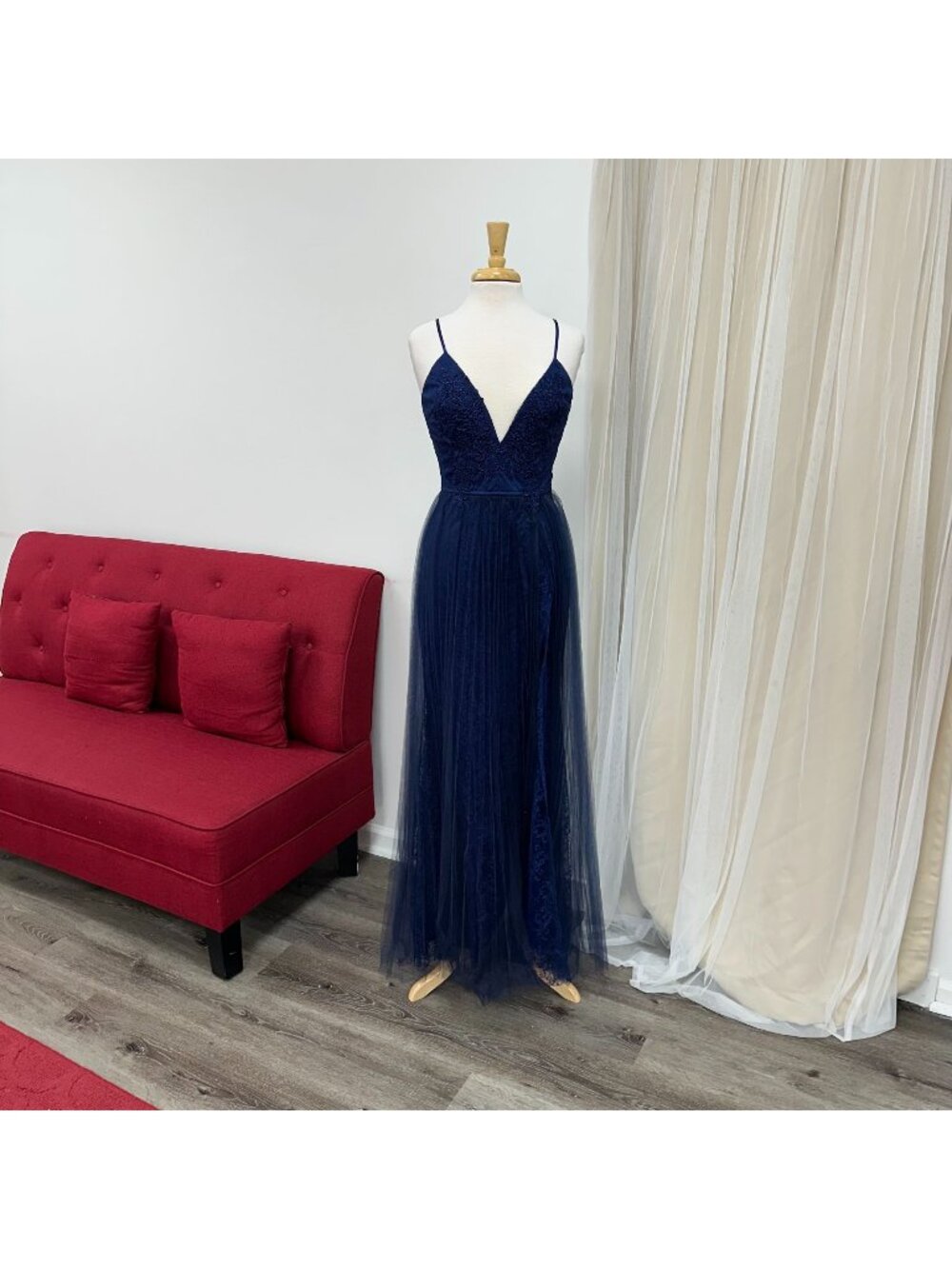 Medium Navy Blue Tulle Sundress Baby Shower Wedding Guest Dress